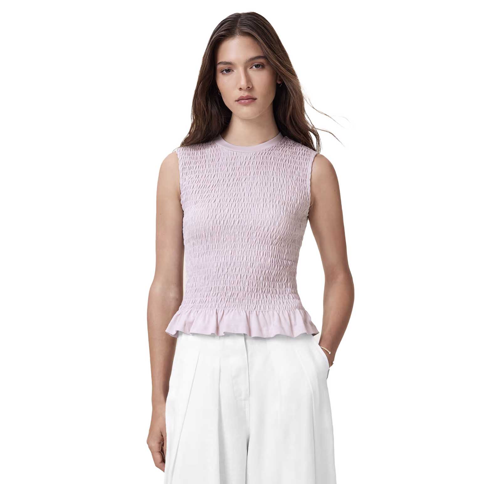 AllSaints Ode Smocked Sleeveless Tank Top